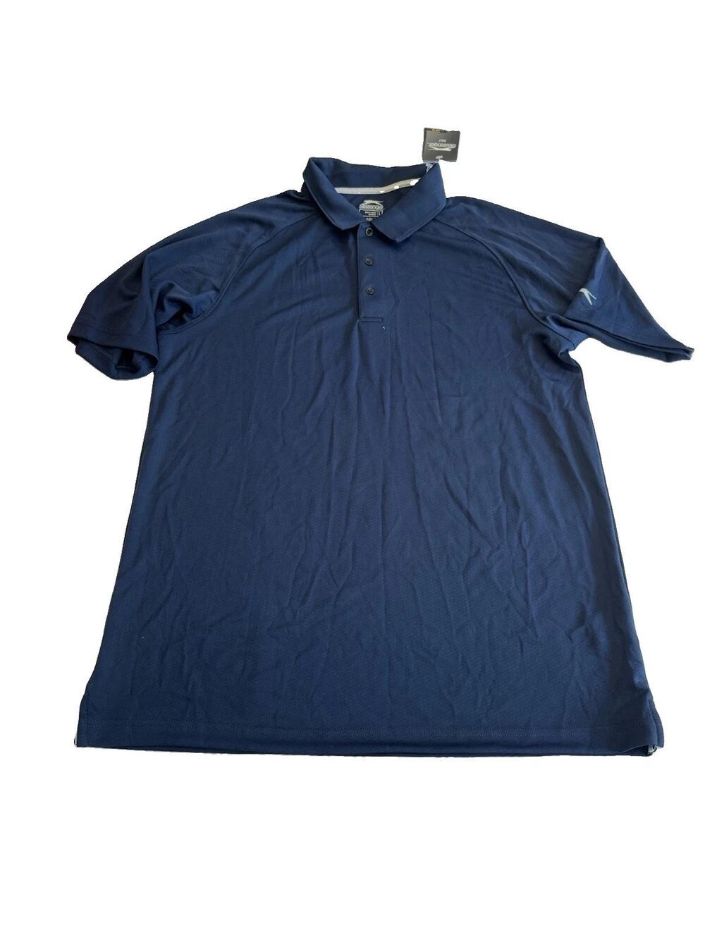 NWT Slazenger Golf Polo Shirt Men's Large Navy Blue Short Sleeve Hydro-Dry UPF30